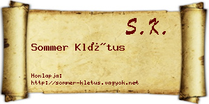 Sommer Klétus névjegykártya